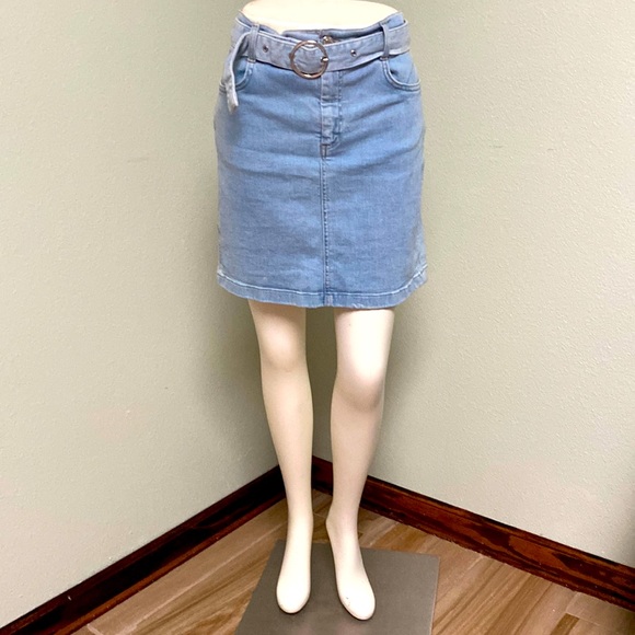 Denim Co. Blue Denim Midi Jean Skirt with Belt Size 12 - Picture 1 of 13